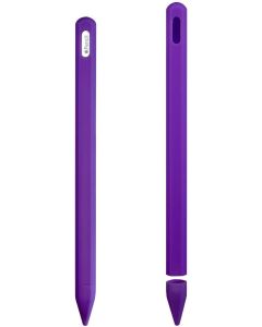 ZALU Compatible with Apple Pencil (2nd Generation), Fully Protection Silicone Case Sleeve Holder Grip + Nib Cover (Purple)