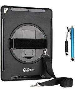 Cellular360 Shockproof Case for iPad Pro 12.9 (2nd Gen. and 1st Gen.),Car Headrest Mount Case with a 360 Degree Rotatable Kickstand, Handle and Shoulder Strap (Black)