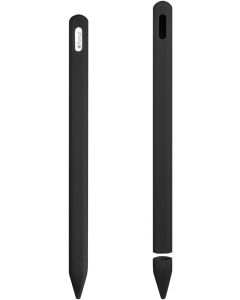 ZALU Fully Protection Silicone Case Sleeve Holder Grip + Nib Cover Compatible with Apple Pencil (2nd Generation) (Black)