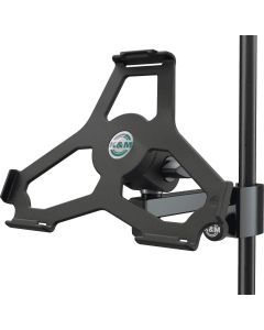 K&M Konig & Meyer 19724.000.55 iPad Air Holder For Microphone Stand C-Clamp Tube Mount Switch From Landscape To Portrait Studio Musician Work Remote German Made Black
