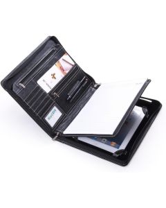 Black Leather Portfolio with Notepad,iPad 12.9 Portfolio Organizer