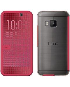 HTC Ice Premium Dot View Window Protective Case Cover with Auto On/Off Function for HTC One M9 - Pink