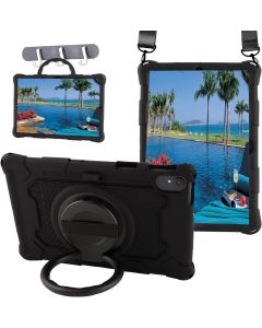 Sfulatdc Silicone Case with 360 Rotating Kickstand Handle Hand Strap/Shoulder Strap/Pen Holder Compatible with Samsung Galaxy Tab S7/S8,Xiaomi Mi Pad 5 / Pad 5 Pro Black